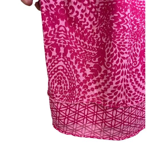 Athleta Dress Womens M Pink Geometric Cotton Lined Ruffle Trim Scoop Neck - Picture 5 of 9